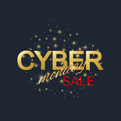 Cyber Monday Sale background. Golden label Cyber Monday Sale. Vector illustration.