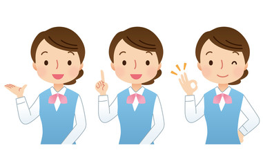 女性　表情　セット　OL　店員