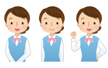 女性　表情　セット　OL　店員