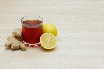 drinks of different colours and textures in glass cups on table on  light background. A place for a label. Copyspace