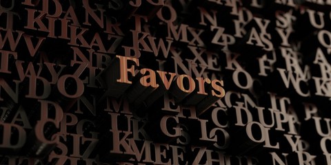 Favors - Wooden 3D rendered letters/message.  Can be used for an online banner ad or a print postcard.