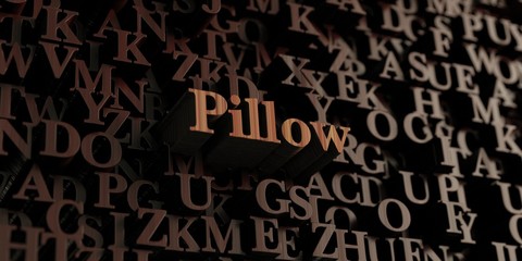 Pillow - Wooden 3D rendered letters/message.  Can be used for an online banner ad or a print postcard.