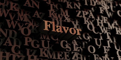 Flavor - Wooden 3D rendered letters/message.  Can be used for an online banner ad or a print postcard.