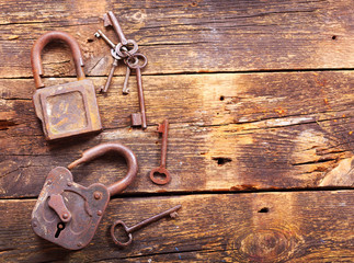 old rusty locks and keys