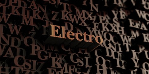 Electro - Wooden 3D rendered letters/message.  Can be used for an online banner ad or a print postcard.