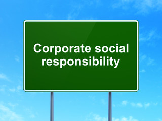 Finance concept: Corporate Social Responsibility on road sign background