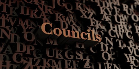 Councils - Wooden 3D rendered letters/message.  Can be used for an online banner ad or a print postcard.