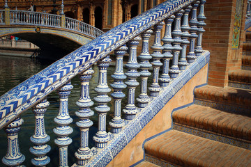 Azulejo-style rails at Plaza de España, Seville, Spain