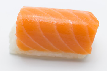Close up Salmon sushi isolated