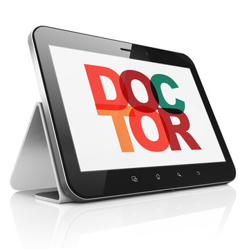 Health concept: Tablet Computer with Doctor on  display