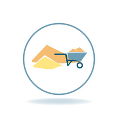 Truck with sand.Construction illustration.Icon flat style