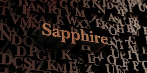 Sapphire - Wooden 3D rendered letters/message.  Can be used for an online banner ad or a print postcard.