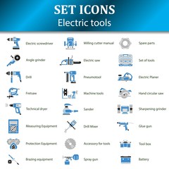 Icons of different electric tools for online store