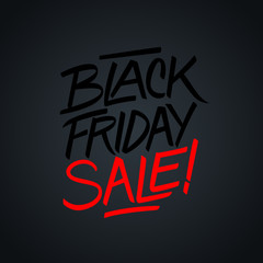 Black friday sale hand written lettering. Calligraphic element for business, promotion and advertising. Vector illustration.