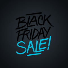 Black friday sale hand written lettering. Calligraphic element for business, promotion and advertising. Vector illustration.