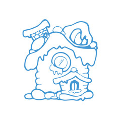 vector hand drawn christmas or winter house
