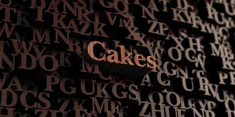 Cakes - Wooden 3D rendered letters/message.  Can be used for an online banner ad or a print postcard.