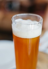 Glass of light Beer in Restaurant