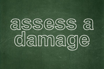 Obraz premium Insurance concept: Assess A Damage on chalkboard background