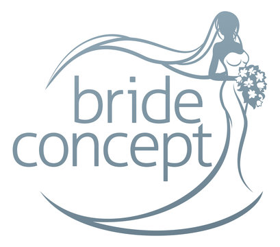 Bride Silhouette Holding Bouquet Concept
