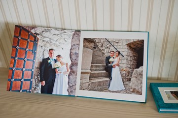 open page at wedding photobook and album