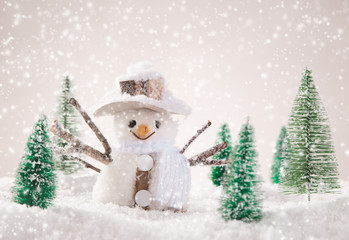 Christmas background with snowman