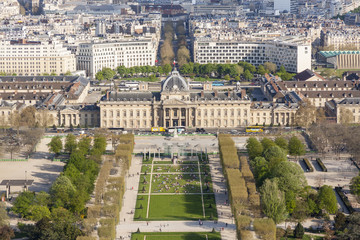 Aerial view from Eiffel Tower on Champ de Mars - Paris.