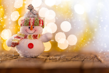 Christmas background with snowman