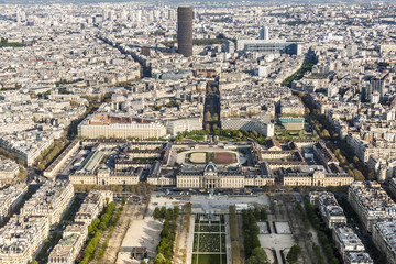 Aerial view from Eiffel Tower on Champ de Mars - Paris.