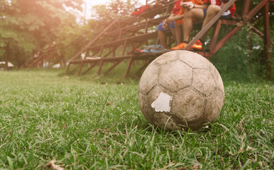 Fototapeta premium Soccer sunset and old football