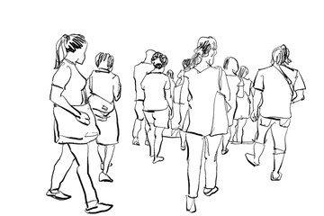 crowd walking illustration