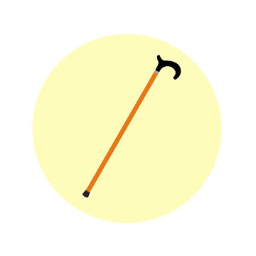Icono plano baston de caballero color en circulo amarillo