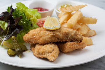 Fish & Chips With Mixed Salad