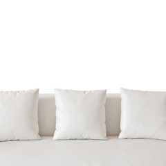 Fototapeta na wymiar White square pillow on white sofa