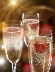 Glasses of champagne, celebration theme.