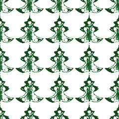 seamless pattern, prints Christmas trees are close