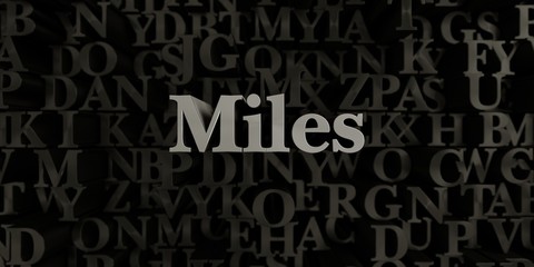 Miles - Stock image of 3D rendered metallic typeset headline illustration.  Can be used for an online banner ad or a print postcard.