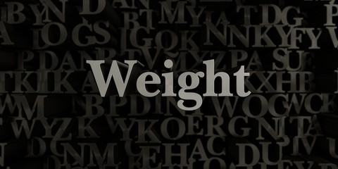 Weight - Stock image of 3D rendered metallic typeset headline illustration.  Can be used for an online banner ad or a print postcard.