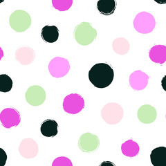 Trendy colors texture. Dry brush ink polka dot pattern