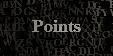Points - Stock image of 3D rendered metallic typeset headline illustration.  Can be used for an online banner ad or a print postcard.