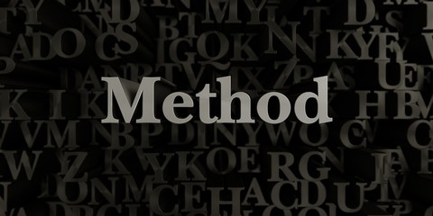Method - Stock image of 3D rendered metallic typeset headline illustration.  Can be used for an online banner ad or a print postcard.