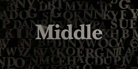 Middle - Stock image of 3D rendered metallic typeset headline illustration.  Can be used for an online banner ad or a print postcard.
