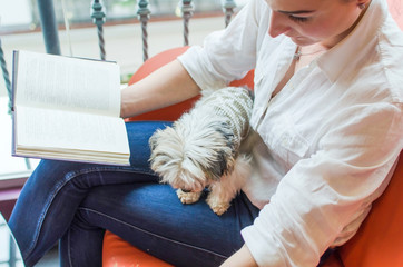 Woman with a little dog