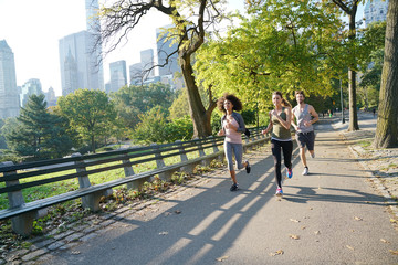 Group of joggers exercising at Central park, NYC