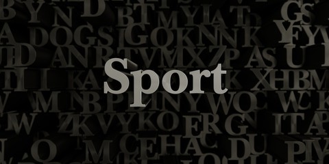 Sport - Stock image of 3D rendered metallic typeset headline illustration.  Can be used for an online banner ad or a print postcard.