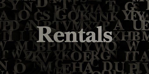 Rentals - Stock image of 3D rendered metallic typeset headline illustration.  Can be used for an online banner ad or a print postcard.