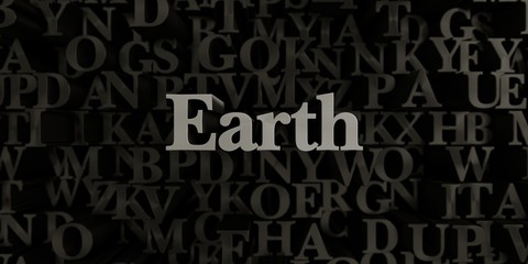 Earth - Stock image of 3D rendered metallic typeset headline illustration.  Can be used for an online banner ad or a print postcard.