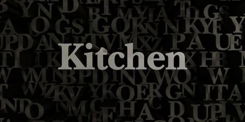 Kitchen - Stock image of 3D rendered metallic typeset headline illustration.  Can be used for an online banner ad or a print postcard.