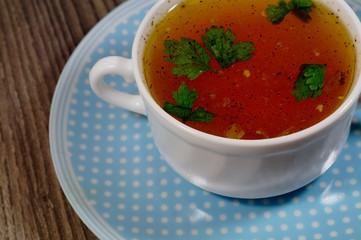 Traditional broth  - energy and warming meal on a cold day
