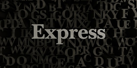 Express - Stock image of 3D rendered metallic typeset headline illustration.  Can be used for an online banner ad or a print postcard.